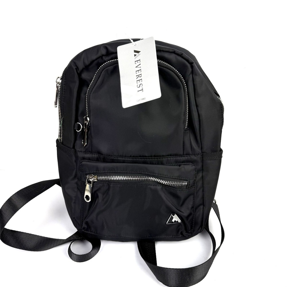 Everest Backpack HP1300 Black Nylon Silver Accent Handbag Brand New